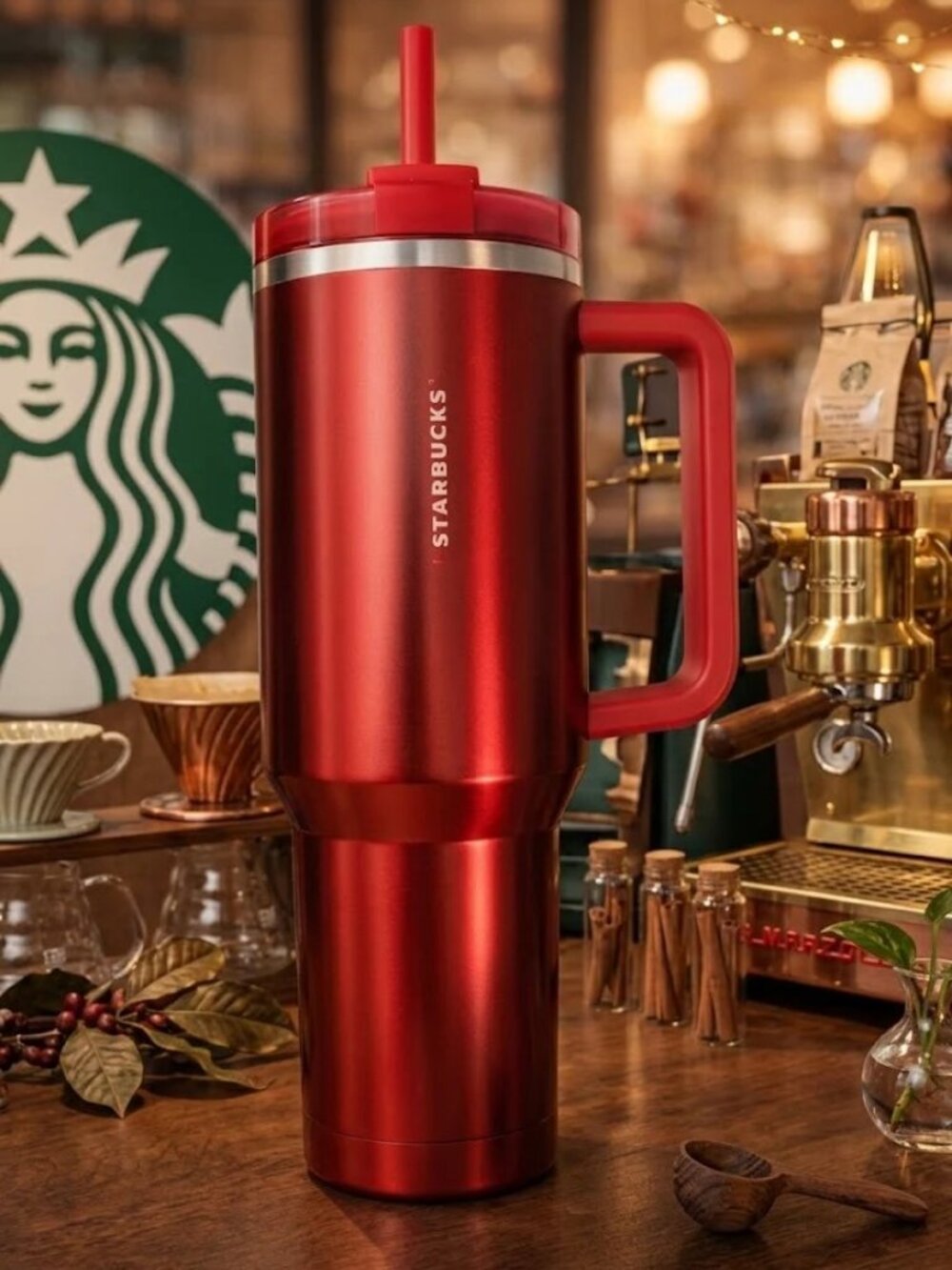 " X Starbucks Limited Holiday Red Quencher 40oz Tumbler Flowstate H2.0 " - Picture 2 of 2